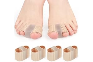 Obidodi Toe Separator Bunion Corrector, Pack of 4 Big Gel Toe Spacers with 2 Loops, Toe Straightener Suitable for Hallux Valgus Correction Women Men
