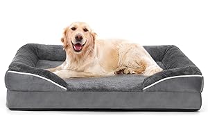 Afoddon Orthopedic Dog Bed for Extra Large dogs up to 41 kg, Thick Egg-Crate Bolster Dog Sofa Couch Bed with Removable Washable Cover and Nonskid Bottom Pet Sofa beds for Comfortable Sleep