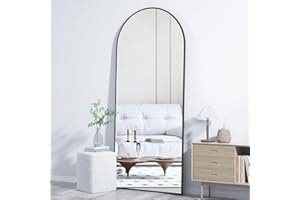 ‎CASSILANDO CASSILANDO Bogen Ganzkörperspiegel 163×54cm Groß Bodenspiegel, Abgerundeter Standspiegel, Ganzkörperspiegel mit Ständer Groß Wandspiegel im Schlafzimmer, Ankleidezimmer Spiegel (Schwarz)
