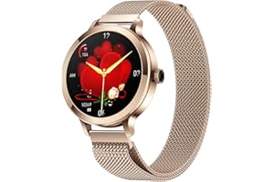 LONGLU Smartwatch für Frauen mit Bluetooth-Anruf, Smartwatch für iPhone und Android-Telefone, Fitness-Tracker-Uhr mit Anruf-/Entgegennahmefunktion wasserdicht Herzfrequenz Blutdruck Blutsauerstoff (Gold)