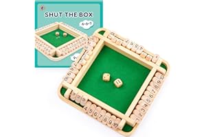 Mystooy Shut The Box gra dla 2-4 graczy, drewniana gra planszowa od 3, 4, 5, 6 lat, matematyka, zabawka edukacyjna dla dzieci, gra w kości dla dorosłych, do domu, na imprezę lub do baru
