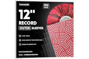 TAKMORK 12“ Schallplattenhüllen Vinyl Außenhüllen - Vinylhüllen für Schallplatten | Kristallklare Vinyl Schallplattenhüllen außen | 3 Mil dicke LP Albumhüllen, 100 Stück
