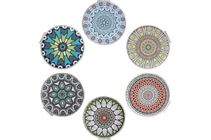 Beaufy Petit Compact Miroir de Maquillage Set Miroirs de Poche Grossissant Voyage Main Rond Vintage avec Grossissement 1x 2X Conception de Mandala en Relief pour Fille Femme Hommme Paquet de 6