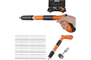 PRISMORIA Manual Mini Nail Gun Kit, 4 Gears Adjustable Wall Fastening Tool, Air Nailer for Ceiling, Low Noise Wire Hider (1 Cordless Gun + 100 Nails)