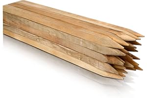 ABAZO Buchenholz Holzpflöcke & Holzpfähle Quadratisch 25 Stück - Längen 30 cm - Ideal für Zaunpfosten, Zaunpfähle, Baumpfähle und Gartenarbeiten - Robuste Pflanzstäbe 25 mm x 25 mm