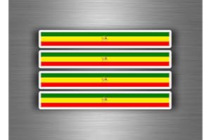 AKACHAFACTORY 4x Self Adhesive Car Bike Sticker Stripes Tuning Flag Ethiopia Rasta Lion