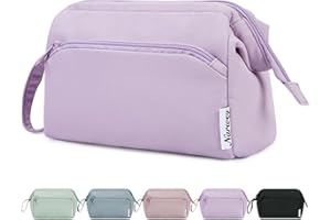 Narwey Large Makeup Bag Wide-Open Zipper Pouch Travel Wash Bag Toiletry Bag Cosmetic Organizer for Women (Purple)