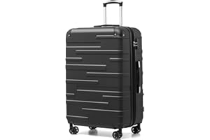 COOLIFE Valigie Valigia Trolley rigido ultraleggero e capiente,Chiusura a combinazione laterale con TSA, 4 ruote per facilitare il trasporto (Grigio, 77cm)