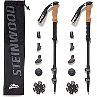 Steinwood Premium Carbon Wanderstöcke - Trekkingstöcke - extra leicht, verstellbar mit Teleskop und Klemmverschluss mit extra
