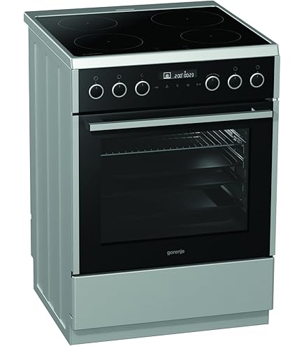 Table De Cuisson 4 Feux Électriques Céramique 60 Cm - Four 57L Classe A - Inox Et Noir - CUCINA