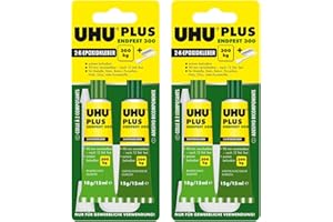 POWERHAUS24 2 x UHU PLUS endfest 300 2-K-Epoxidkleber, 2 x 33g