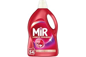 Mir - Lessive Liquide - Lessive Couleurs - Main & Machine - Raviveur - Formule Unique 3en1 - Couleurs - Fibres - Fraîcheur - Nettoie avec Soin - Anti-Bouloche - Pour Toutes les Couleurs - 54 Lavages
