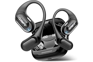 QXUFV Open Ear Kopfhörer Bluetooth 5.4, kopfhörer kabellos bluetooth mit Mikrofon, 48Std Spielzeit ohrhörer bluetooth, Fester Halt, HiFi-Sound, Klare Anrufe, IPX7 Sport kopfhörer für Workout/Laufen, Schwarz