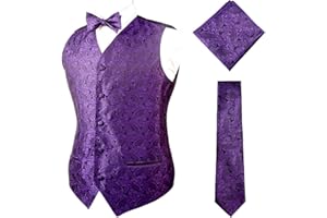 Alizeal Mens Classic 4pc Paisley Jacquard Waistcoat Suit Vest Set