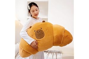 shownicer Plüschtier Croissant Kuscheltier Capybara Stofftier Kawaii Croissant Plüsch Kissen Spielzeug Wurfkissen Geschenk für Erwachsene Kinder 3+ Jahre (50cm)