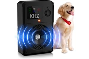 QEWEUUIE Anti Barking Device for Dogs - 50 FT Range - 3 Modes Ultrasonic Dog Barking Deterrent Devices - Rechargeable & Waterproof Stop Barking Dog Device with Color Display for Home Garden Indoor Outdoor