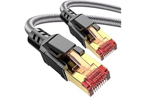 Ltemziiy Cat 8 Lan Kabel 1M,40Gbps Hochgeschwindigkeits Gigabit 2000MHz Geflochtener Netzwerkkabel Ethernet Kabel,S/FTP Patchkabel mit RJ45 vergoldeter Stecker,für PS5/Laptop/Router/Gaming