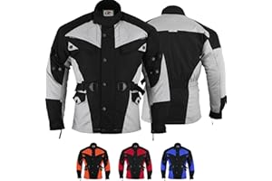 ‎GERMAN WEAR German Wear Herren Motorradjacke aus Textil mit 4 CE-Protektoren - Winddicht Lange Jacke mit Kombizipper aus 4 Schichten - Abnehmbar & Washbar Thermofutter - 8 Taschen protektorenjacke