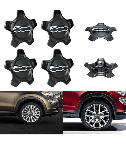 X SHLPDFM Nabendeckel Felgendeckel Radkappe Radnabendeckel Für F I A T 500X 735626312 (Schwarz Fiat 500