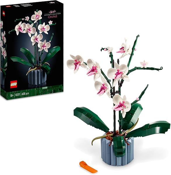 LEGO Botanicals Orchidee - Künstliche Pflanzen Set mit weißen und rosa Blumen - Modellbausatz für Erwachsene - Home und Zimmer-Deko - Botanik Kollektion - Geschenke für Frauen und Männer 10311 - 1