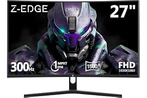 Z-Edge 27 tum böjd spelskärm 300 Hz (DP1.4 x 2), 240 Hz (HDMI2.0 x 2), 1ms MPRT, FreeSync, FHD, 16:9 LED PC gamer-skärm, just