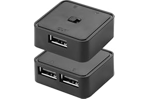 CERRXIAN Lot de 2 commutateurs USB 2.0 1 entrée 2 sorties, commutateur USB bidirectionnel pour 2 ordinateurs partagent 1 appareil pour imprimante, scanner, clavier