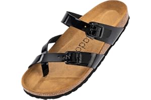 Palado Pantoletten Damen Cres Lack – bequeme Sandalen Made in Spain - Hausschuhe mit dampfendem Kork-Fußbett - modische Sommerschuhe