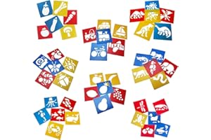 Tosnail Lot de 48 pochoirs de dessin en plastique pour enfants, idéal pour dessin, peinture, loisirs créatifs - pochoirs lavables pour projets d’école, couleurs aléatoires