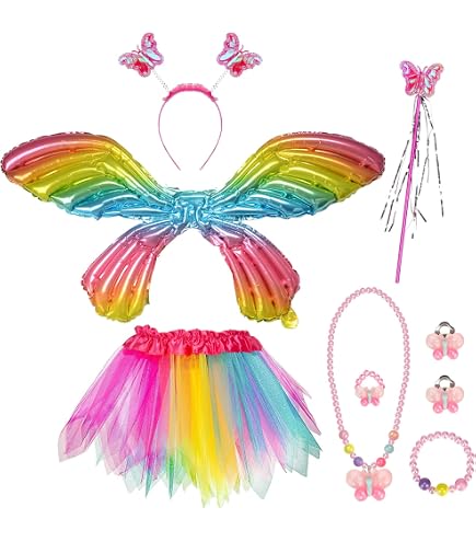 Déguisement Papillon Enfant - Cape Ailes + Jupe + Masque + Bandeau - Idée Cosplay Et Fête