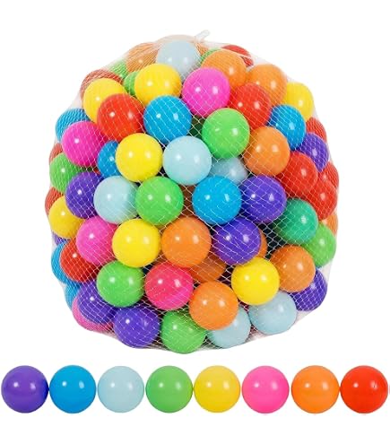 Piscina con 150 bolas de distintos colores para bebés fabricada de algodón y fibra sintética en