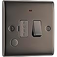 BG Electrical Switched Fused Connection Unit with LED Power Indicator and Flex Outlet, Fused Spur Switch, Double Pole, Raised and Slim Profile, Round Edges, Nexus Metal, Black Nickel, 13A, NBN53