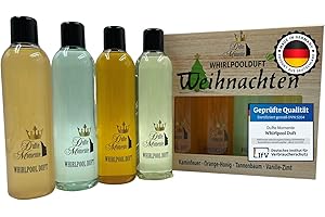 DUFTE MOMENTE Whirlpool Fragrance 4 x 250 ml - Fireplace, Orange Honey, Christmas Tree and Vanilla Cinnamon - The Christmas Fragrances in an Exclusive Set by Frafte Momente in the usual premium quality