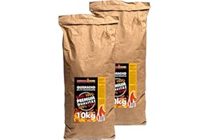 BRENNHOLZ-MOSER 2x 10 kg QUEBRACHO Holzkohle Körnung 40-170mm Holzkohle für BBQ, Grillkohle groß, Steakhouse Qualität