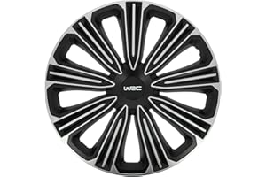 WRC 4 Copricerchi Sportivi Auto 15 pollici - Design Racing Rally Bicolore - Grigio Metallizzato Nero Opaco ABS Resistente