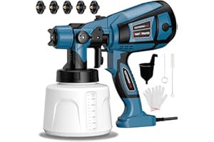 VIZGIFIN Paint Sprayer, 800W Fence Paint Sprayer with 1400ML Container, Paint Spray Gun with 5 Nozzles and 3 Patterns, HVLP Electric Spray Gun for Fence, Sheds, Cabinet, Walls, Furniture, Ceiling