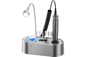 ‎DELANIE Delanie Nagelfräser für Gelnägel 40000 U/Min, 6 in 1 Leise Elektrische Nagelfräser Professionelle mit Nagelfräser Aufsätze, Nagelfeile Maniküre Pediküre Set mit LED Lampe-Grau