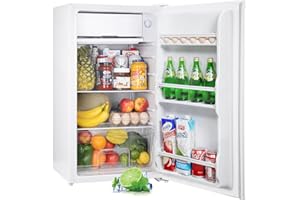 Upstreman 91L Kühlschrank mit Gefrierfach (Kühlfach), Kleiner Kühlschrank mit Gemüsefach und Eierhalter, Mini-Kühlschrank für Wohnheim, Büro, Schlafzimmer, Weiß-BR321