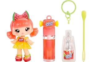 Yummiland x Licensed Sweets Lip Gloss Doll: Jolly Rancher - Mimi Watermelon - Incluye 1 Muñeca, Brillo de Labios DIY + Llavero Extraíble, Juego de Cosméticos, Coleccionable, Para Niños 4+ Años