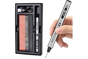 ARROWMAX Mini bolígrafo de grabado: herramienta portátil inalámbrica definitiva para artistas y aficionados al bricolaje, graba más de 50 superficies, apto para principiantes, recargable, 30 puntas