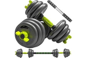 TYGA Fitness 20kg/15kg Adjustable Dumbbells Set with AB Roller, Barbell, Spinlock Collars, Weight Plates : Exercise Equipment for Women at Home, Hand Weights (Master)