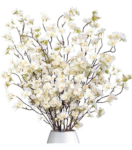 Fiori Artificiali Di Prugna Rosa - 6 Pezzi In Tessuto Seta, Per Decorazione Casa, Ufficio O Centrotavola