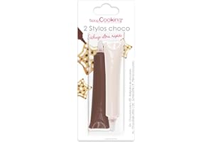 ScrapCooking - 2 Stylos Choco Marron et Blanc - Crayons Alimentaires Pâtisserie - Colorants Décoratifs Comestibles - Écrire & Dessiner sur Desserts, Gâteaux & Biscuits Noël - 7061