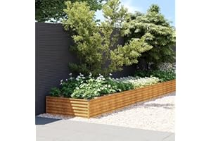Gecheer Letto rialzato da giardino, vassoio da piantagione in acciaio corten, fioriera per terrazza, balcone ed esterno, coltivazione fiori, erbe, piante