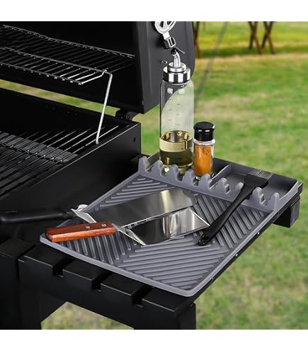 Silikon-Grillmatte – Rutschfeste Ablage Für Gewürze & Werkzeuge, Hitzebeständig & Spülmaschinenfest (40,5x29,5 Cm, Schwarz)