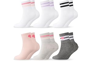 DASHUAIGE 6 Pairs Kids Socks Cotton School Sports Sock with Sweet Stripes Hearts, Kids Girls Stretchy Socks for Girls Boys 3-12 Years