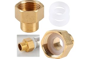 ENJIROR G1/2" Female to G3/8" Male BSP Thread Hex Bushing Reducing Connector 2Pcs Brass Pipe Connecting Conversion Adapter with Sealing Rings for UK 15mm Water Gas Shower Line Hose Socket Fittings