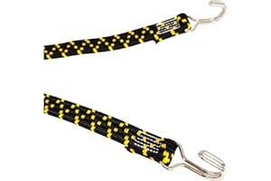 GOPEU Cuerda Elástica con Ganchos de Acero, 150cm, 120% Estiramiento, para Viajes, Mudanzas, Camping, Almacenaje. Negro.