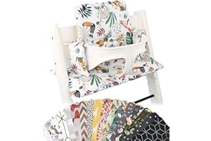 UKJE Coussin Compatible avec Stokke Tripp Trapp - Coussin de siège Doux pour Nourrissons, bébés et Tout-Petits, Accessoires de Chaise Haute, Insert en Tissu de Coton (Singe Blanc)