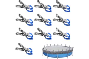 Skeadex 10 Stück Edelstahl Poolabdeckungsklammern, Poolklemmen für Aufstellpool, Windschutz Clips für Oberirdische Pools, Strand Kleidertuch (A)