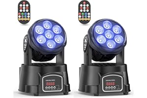ZONQOONZ 2 unidades 7X15W Cabeza Móvil RGBW LED dmx512 Luces Discoteca Focos Luz de Escenario con Control Remoto para Bar DJ Disco Party Ballroom-Nueva Versión